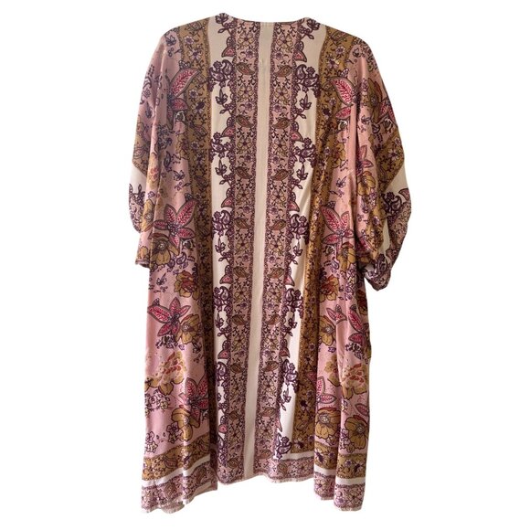 Angie Womens Paisley Kimono Duster Open Front Lightweight Boho Cover-Up - Picture 3 of 11